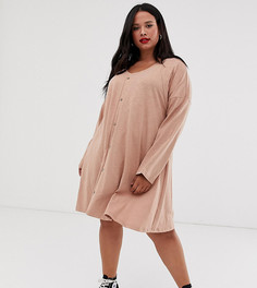Свободное платье мини на пуговицах ASOS DESIGN Curve - Розовый
