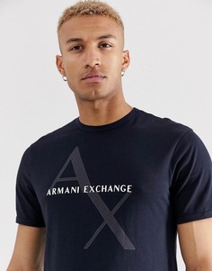Темно-синяя футболка с логотипом Armani Exchange - Темно-синий