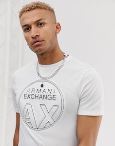 Белая футболка с круглым логотипом Armani Exchange AX - Белый