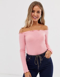 Розовое боди с открытыми плечами New Look - Розовый