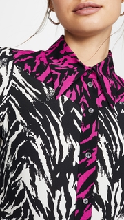 No. 21 Zebra Contrast Button Down Top