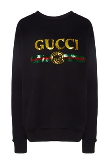 Черный свитшот с логотипом Gucci