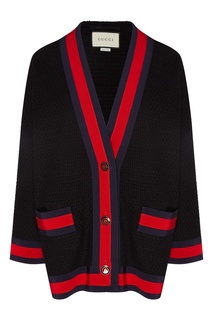 Черный кардиган с отделкой Gucci
