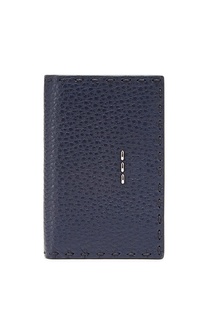 Синий кожаный чехол для карт Fendi