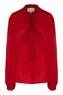 Красная шелковая блузка Gucci