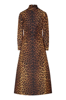 Платье-миди с леопардовым принтом Gucci