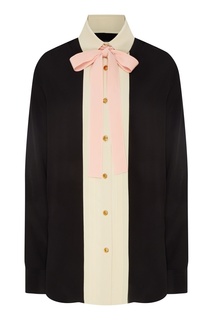 Контрастная шелковая блузка с завязкой Gucci