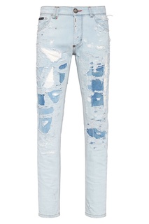 Выбеленные джинсы с рваным эффектом Philipp Plein
