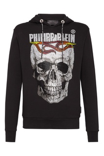 Черное худи с кристаллами Philipp Plein