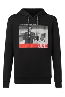 Черное худи с фотопринтом Philipp Plein