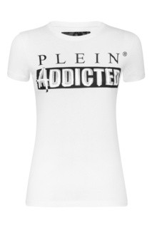 Белая футболка с логотипом и надписью Philipp Plein