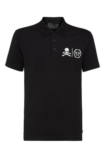 Черное поло с логотипом Philipp Plein