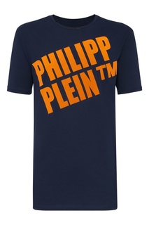 Синяя футболка с логотипом Philipp Plein
