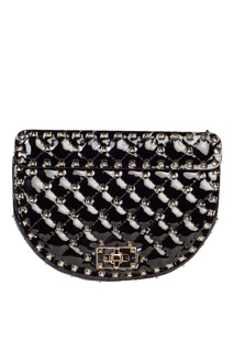 Черная лакированная сумка Rockstud Spike Valentino