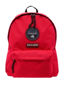 Красный рюкзак с символикой бренда Napapijri