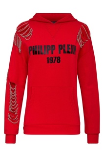 Красное худи с цепочками Philipp Plein
