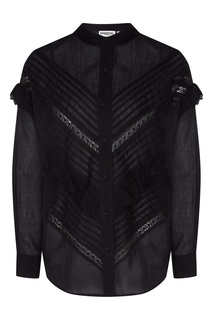 Черная блуза с кружевом и шитьем Essentiel Antwerp