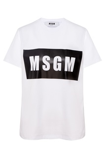 Белая футболка с логотипом Msgm