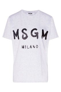 Серая футболка с контрастным принтом Msgm
