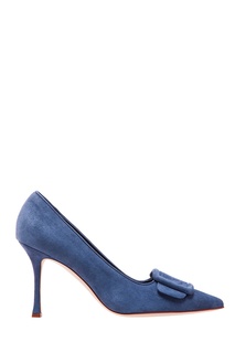 Темно-синие замшевые туфли Maysale Manolo Blahnik