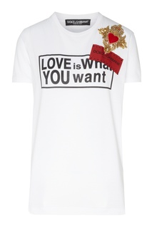 Футболка с надписью, логотипом и нашивкой Dolce & Gabbana