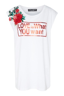 Футболка с цветочной вышивкой и пайетками Dolce & Gabbana