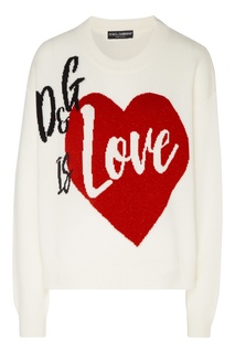 Белый джемпер с логотипом и сердцем Dolce & Gabbana