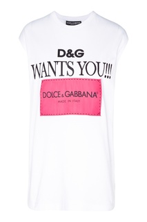 Майка с черно-розовым логотипом Dolce & Gabbana