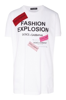 Удлиненная футболка с логотипами Dolce & Gabbana