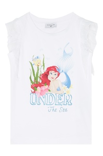 Футболка с принтом и аппликацией Monnalisa