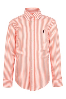 Рубашка в оранжево-белую полоску Ralph Lauren Kids