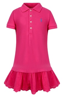 Розовое платье с оборкой Polo Ralph Lauren Kids
