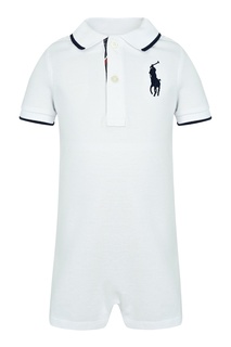 Белый комбинезон с контрастной отделкой Ralph Lauren Kids