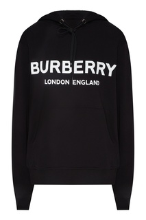 Черное хлопковое худи с принтом Burberry