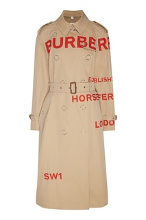 Бежевый тренч с текстовым принтом Burberry