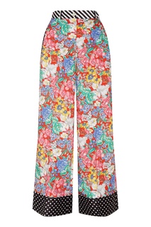 Комбинированные брюки с цветочным принтом Aquazzura X Racil