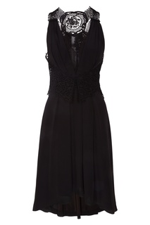 Черное платье миди с кружевом Victoria Beckham