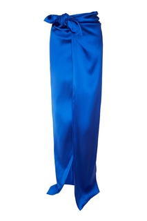 Синяя юбка макси с запахом Balenciaga