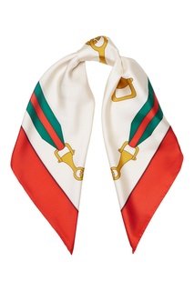 Шелковый платок с символикой бренда Gucci