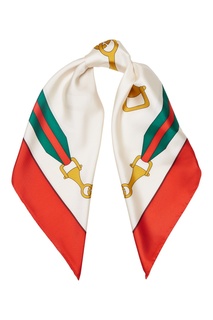 Шелковый платок с символикой бренда Gucci