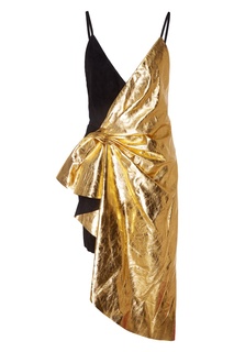 Платье из замши и металлизированной кожи Gucci