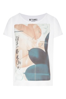 Белая футболка с изображением в японском стиле KO Samui