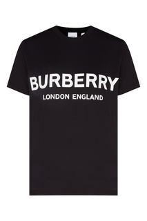 Черная футболка с белым логотипом Burberry