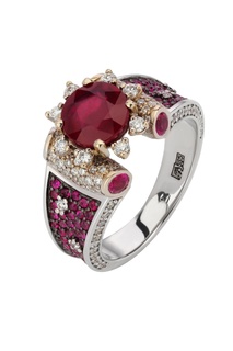 Золотое кольцо с бриллиантами и рубинами Кремлевские Мастера