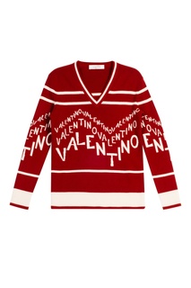 Терракотовый пуловер с контрастной отделкой Valentino