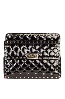 Черная лакированная сумка Rockstud Spike Valentino