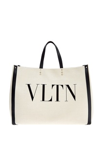 Бежевая сумка с логотипом VLTN Valentino