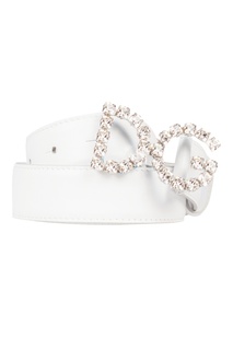 Белый кожаный ремень с пряжкой Dolce & Gabbana