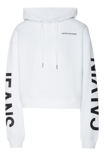 Белое худи с логотипами Calvin Klein