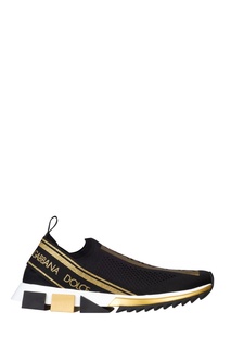 Эластичные кроссовки с золотистой отделкой Dolce & Gabbana